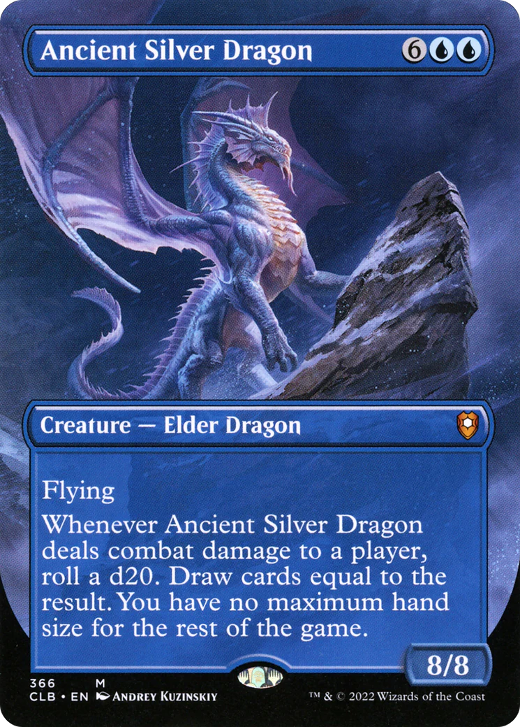 Ancient Silver Dragon (Borderless) (CLB-366)  Foil - Commander Legends: Battle for Baldur's Gate