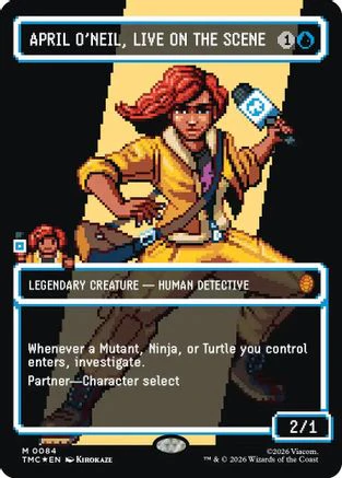 April O'Neil, Live on the Scene (Borderless) (Surge Foil) (TMC-084)  Foil - Commander: Teenage Mutant Ninja Turtles