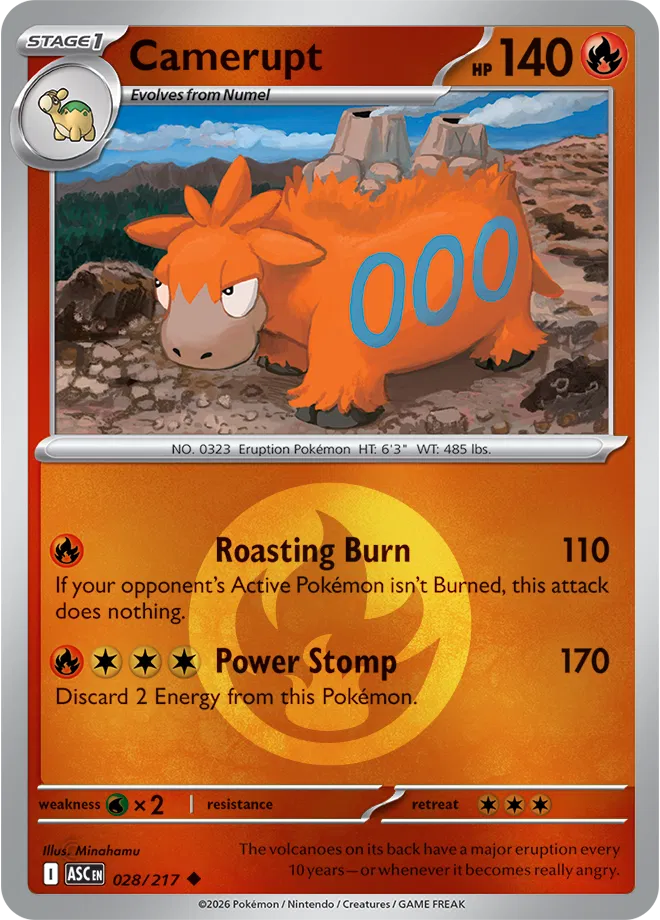 Camerupt (Energy Symbol Pattern) 028 - Reverse Holofoil ME Ascended Heroes - Uncommon