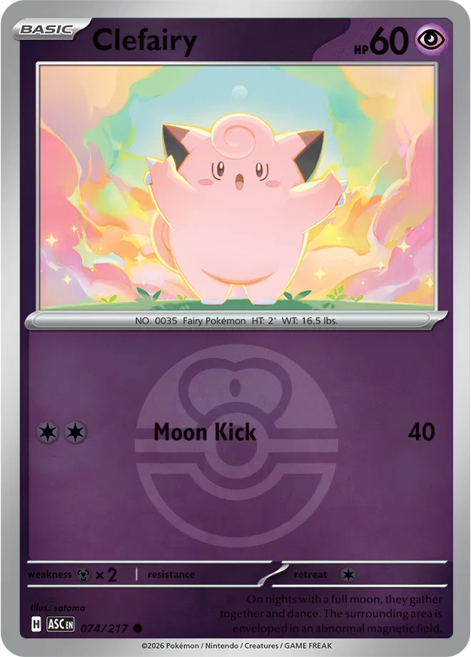 Clefairy (Love Ball) 074  - Reverse Holofoil ME Ascended Heroes - Common