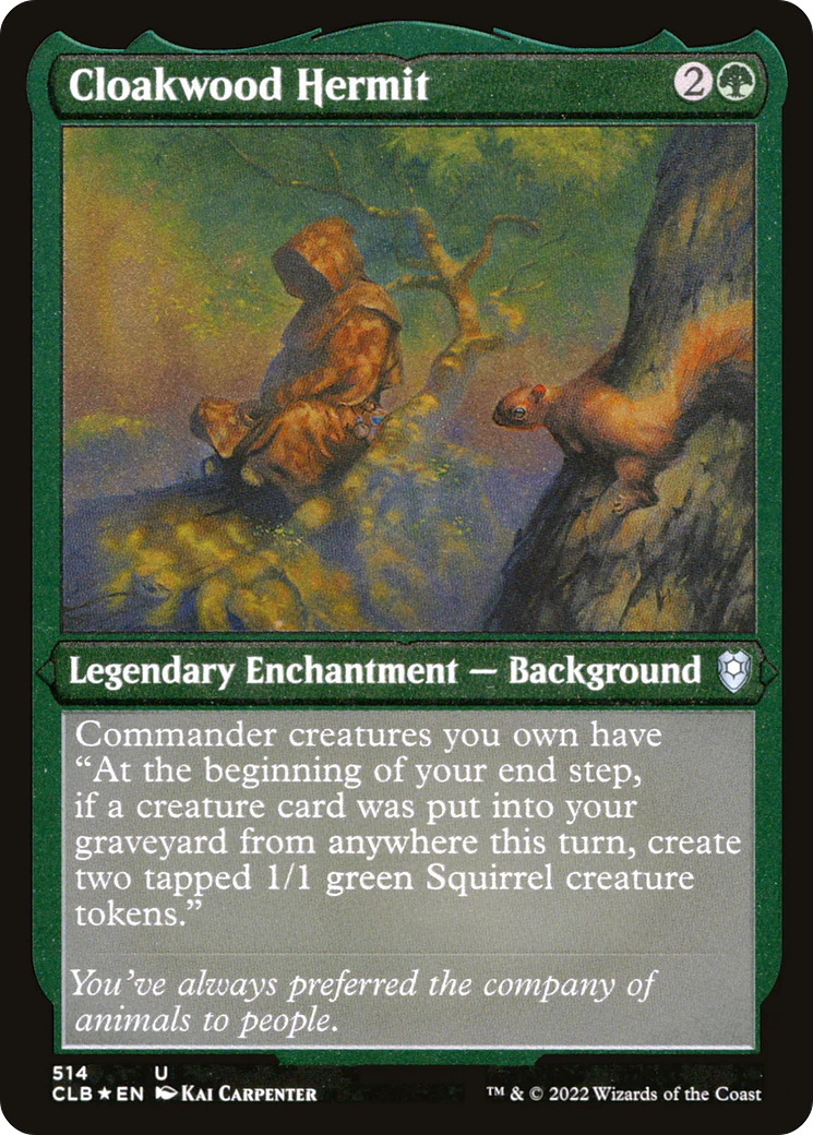 Cloakwood Hermit (CLB-514)  Etched Foil - Commander Legends: Battle for Baldur's Gate