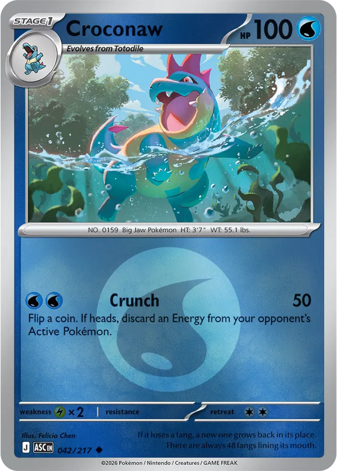 Croconaw (Energy Symbol Pattern) 042  - Reverse Holofoil ME Ascended Heroes - Uncommon