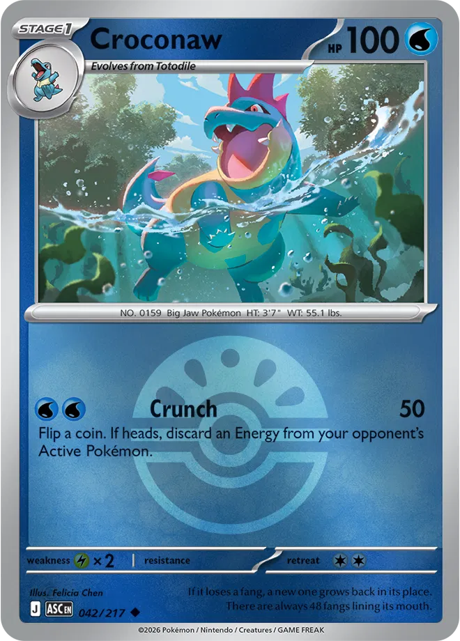 Croconaw (Friend Ball) 042/217  - Reverse Holofoil ME Ascended Heroes - Uncommon