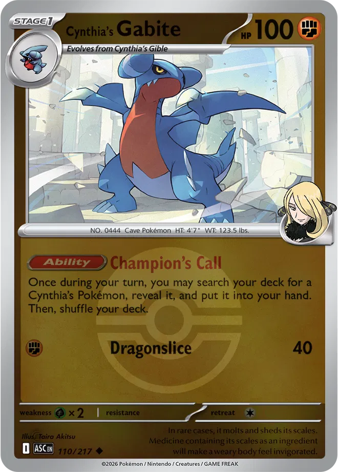 Cynthia's Gabite (Poke Ball) 110  - Reverse Holofoil ME Ascended Heroes - Uncommon