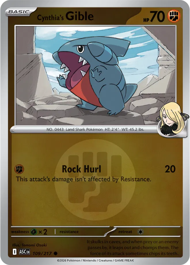 Cynthia's Gible (Energy Symbol Pattern) 109  - Reverse Holofoil ME Ascended Heroes - Common