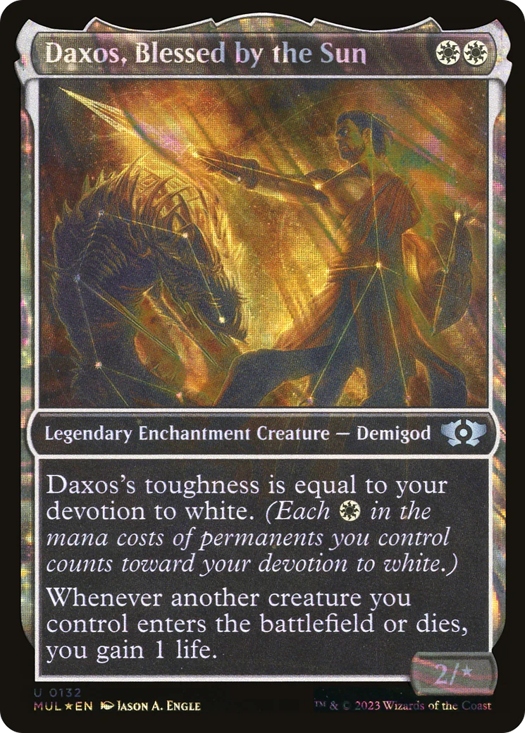Daxos, Blessed by the Sun (Halo Foil) (MUL-132) Foil - Multiverse Legends: (Showcase, enchantment)