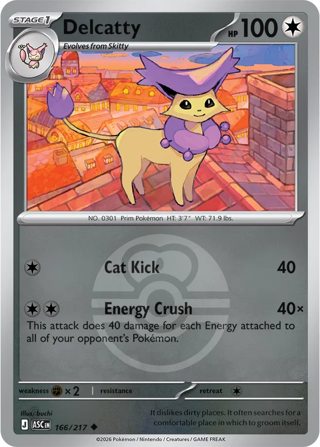Delcatty (Love Ball) 166  - Reverse Holofoil ME Ascended Heroes - Uncommon