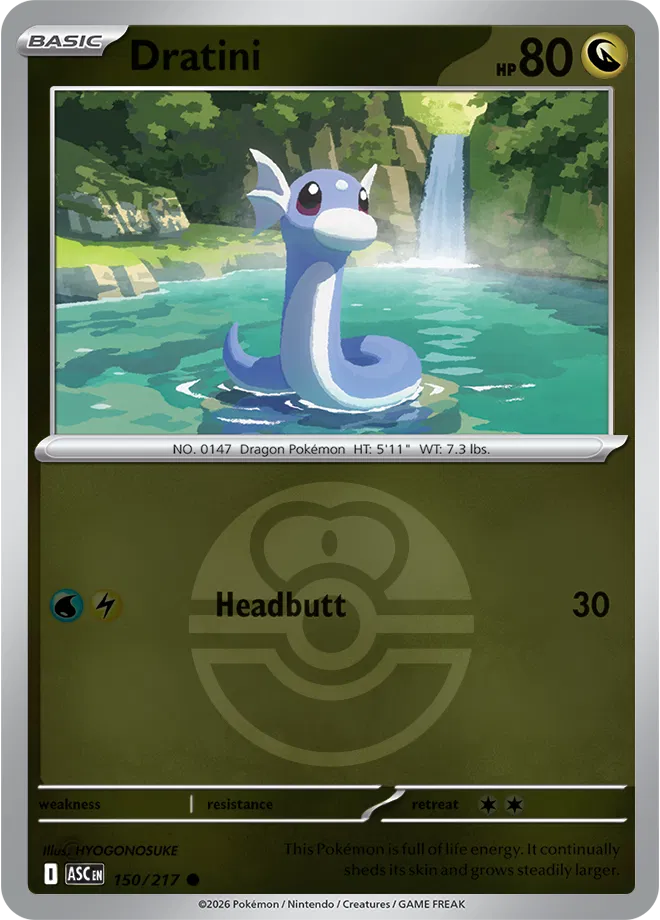 Dratini (Love Ball) 150  - Reverse Holofoil ME Ascended Heroes - Common