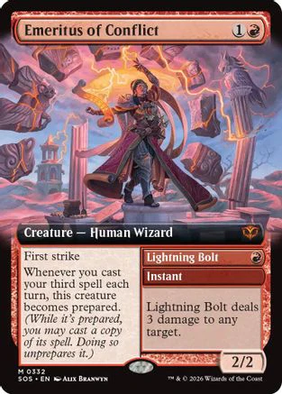 Emeritus of Conflict (Extended Art) (SOS-332)  - Secrets of Strixhaven