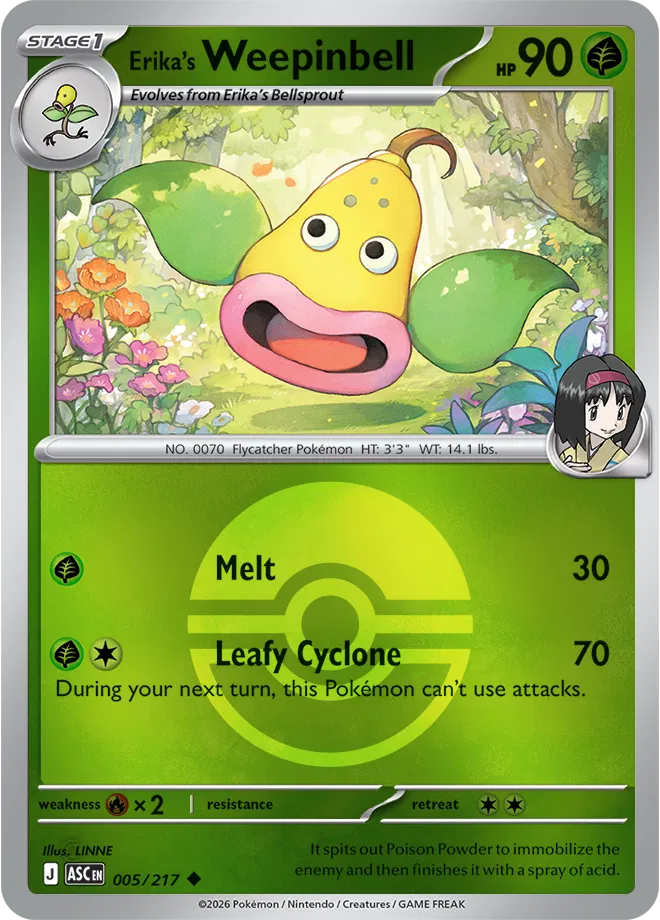 Erika's Weepinbell (Poke Ball) 005  - Reverse Holofoil ME Ascended Heroes - Uncommon
