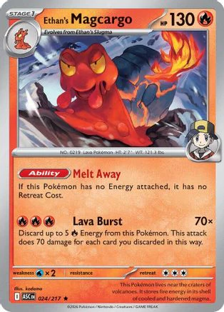 Ethan's Magcargo 024/217  - Holofoil ME Ascended Heroes - Rare