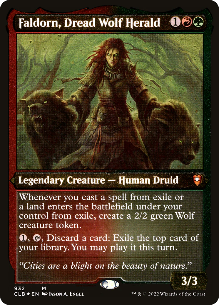 Faldorn, Dread Wolf Herald (CLB-932)  Etched Foil - Commander Legends: Battle for Baldur's Gate