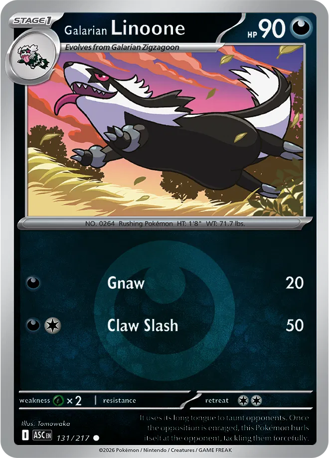 Galarian Linoone (Energy Symbol Pattern) 131  - Reverse Holofoil ME Ascended Heroes - Common