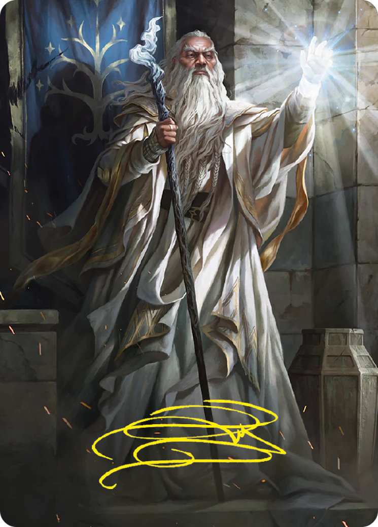 Gandalf the White Art Card (Gold-Stamped Signature) (ASLTR-003)  - Tales of Middle-earth Art Series (Borderless) - Image 3