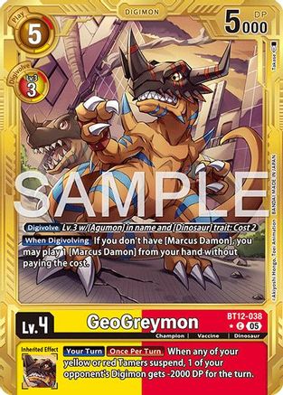 GeoGreymon - BT12-038 (Gold Border) (BT12-038) - Advanced Booster Digimon Generation Foil