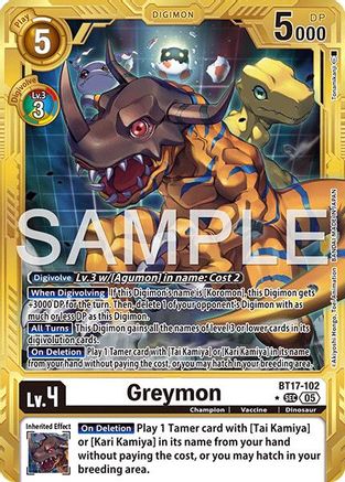 Greymon (Alternate Art) (BT17-102) - Advanced Booster Digimon Generation Foil