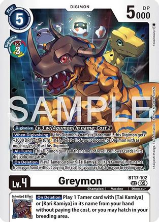 Greymon (BT17-102) - Advanced Booster Digimon Generation Foil