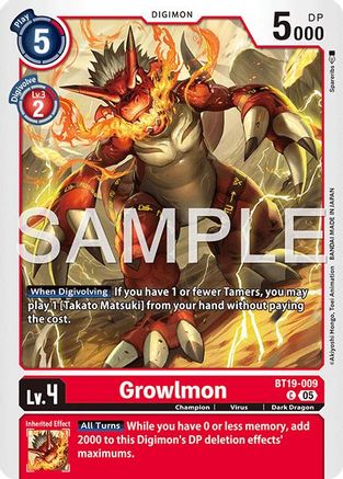Growlmon (BT19-009) - Advanced Booster Digimon Generation
