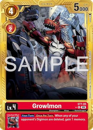 Growlmon (Gold Border) (ST7-05) - Advanced Booster Digimon Generation Foil