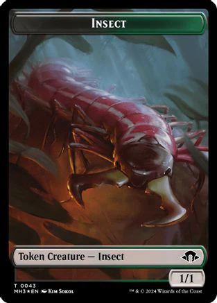 Insect (0043) (Ripple Foil) // Zombie Double-Sided Token (MH3-43 // 21)  Foil - Modern Horizons 3