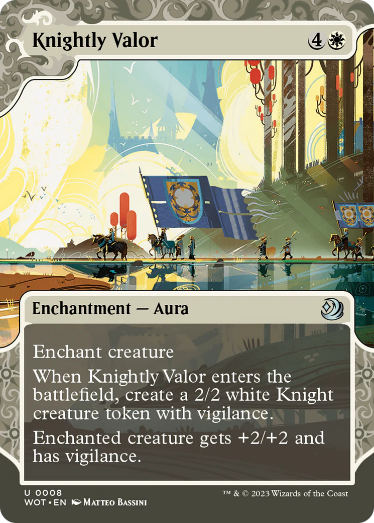 Knightly Valor (WOT-008)  - Wilds of Eldraine: Enchanting Tales: (Showcase) (Borderless)