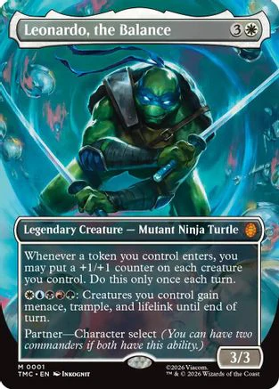 Leonardo, the Balance (0001) (Borderless) (TMC-001)  - Commander: Teenage Mutant Ninja Turtles