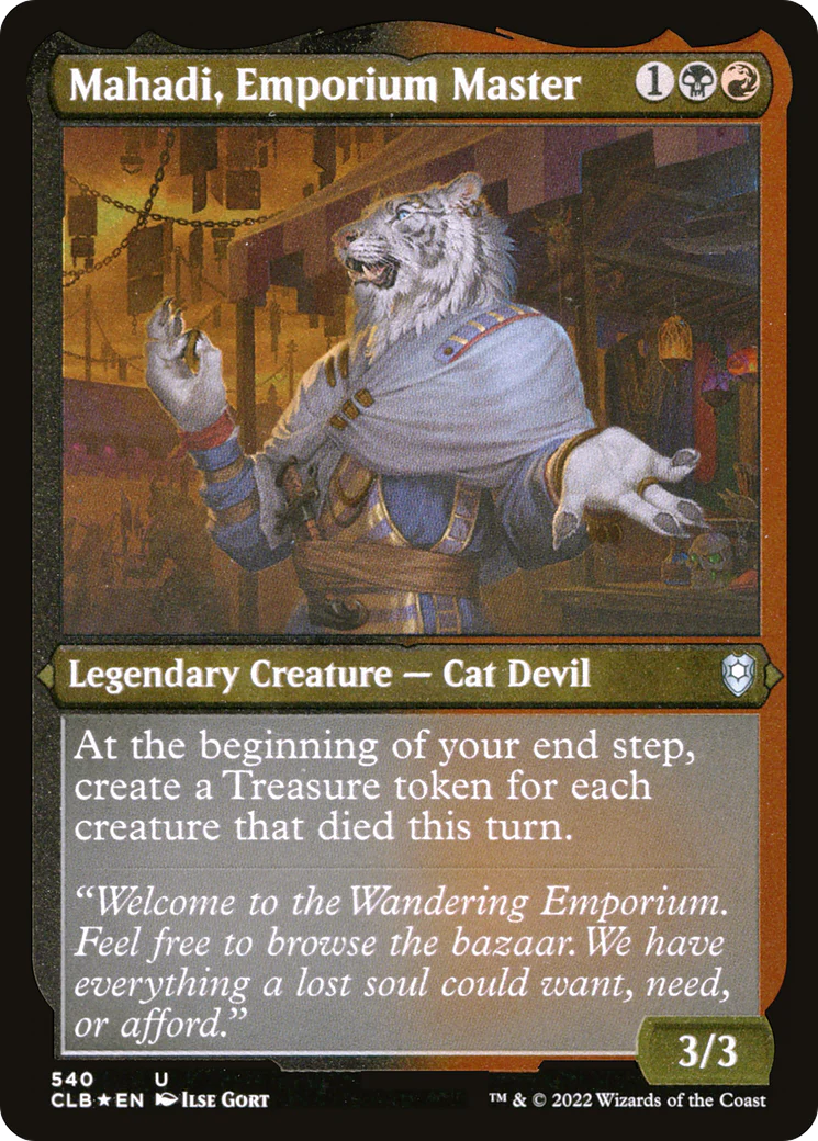 Mahadi, Emporium Master (CLB-540)  Etched Foil - Commander Legends: Battle for Baldur's Gate