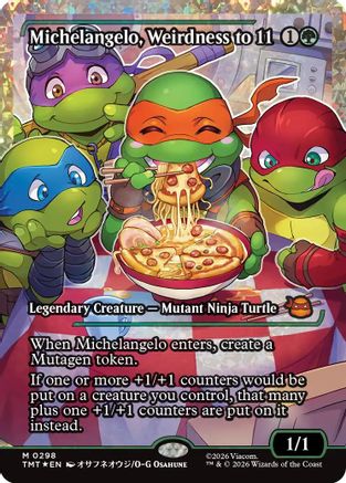 Michelangelo, Weirdness to 11 (Showcase) (Fracture Foil) (TMT-298)  Foil - Teenage Mutant Ninja Turtles