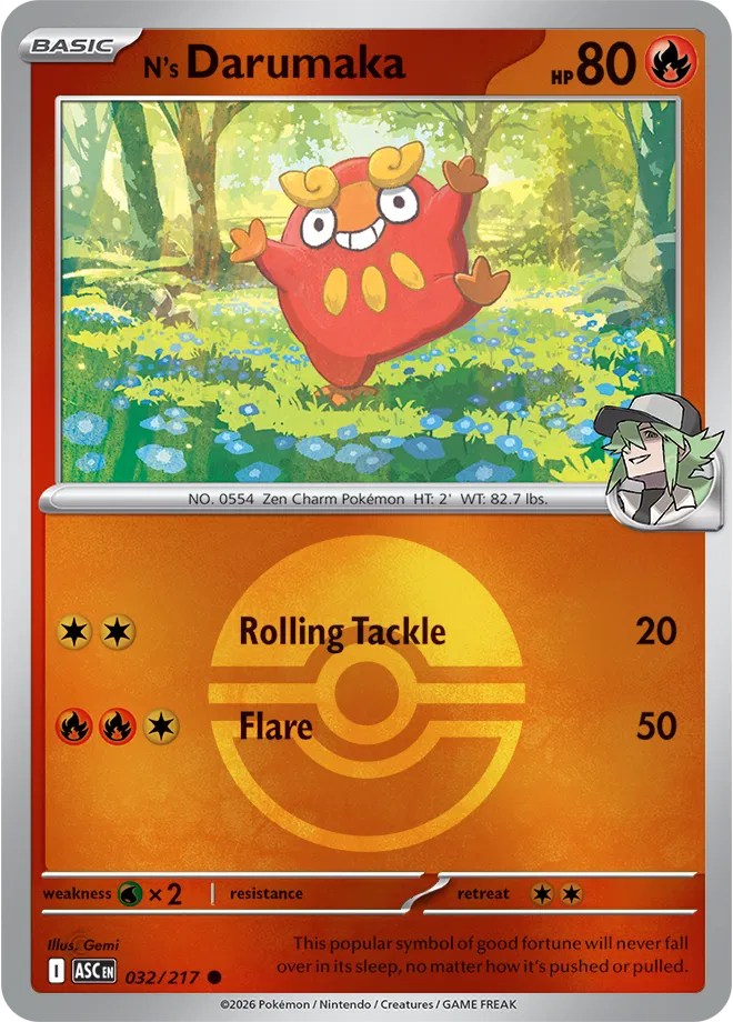 N's Darumaka (Poke Ball) 032  - Reverse Holofoil ME Ascended Heroes - Common