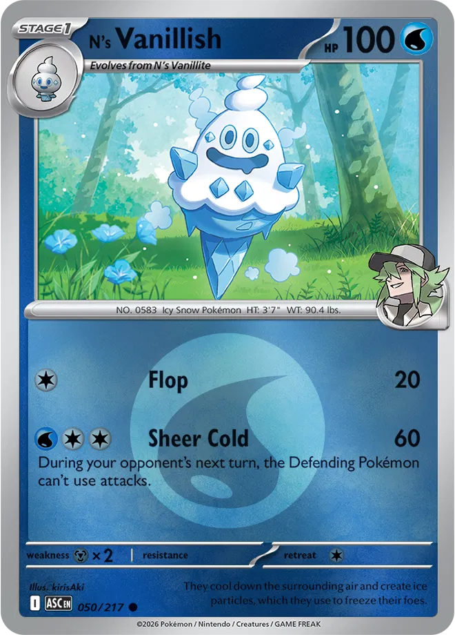 N's Vanillish (Energy Symbol Pattern) 050  - Reverse Holofoil ME Ascended Heroes - Common