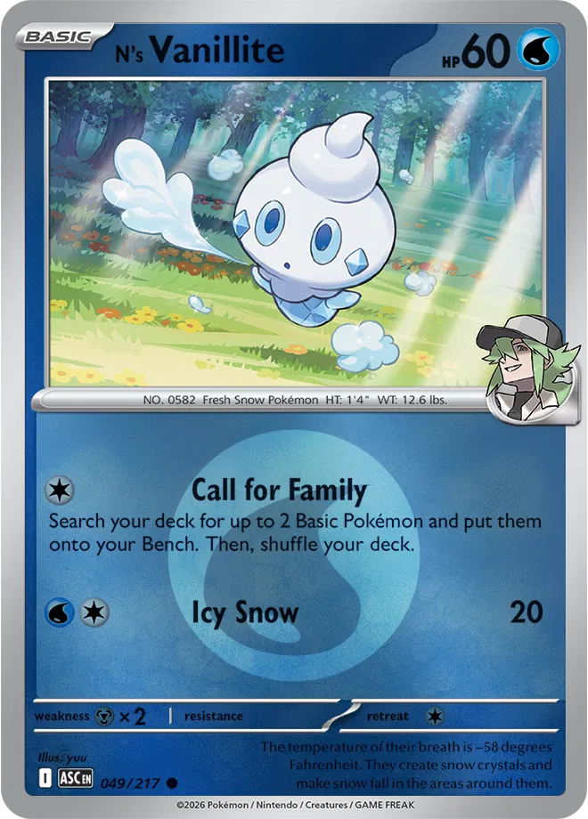 N's Vanillite (Energy Symbol Pattern) 049  - Reverse Holofoil ME Ascended Heroes - Common