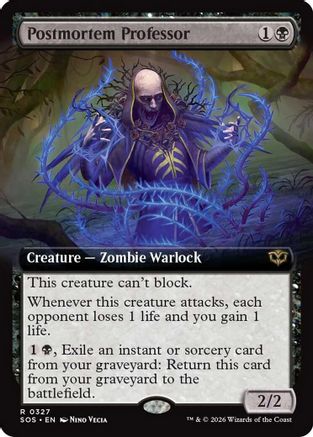 Postmortem Professor (Extended Art) (SOS-327)  Foil - Secrets of Strixhaven