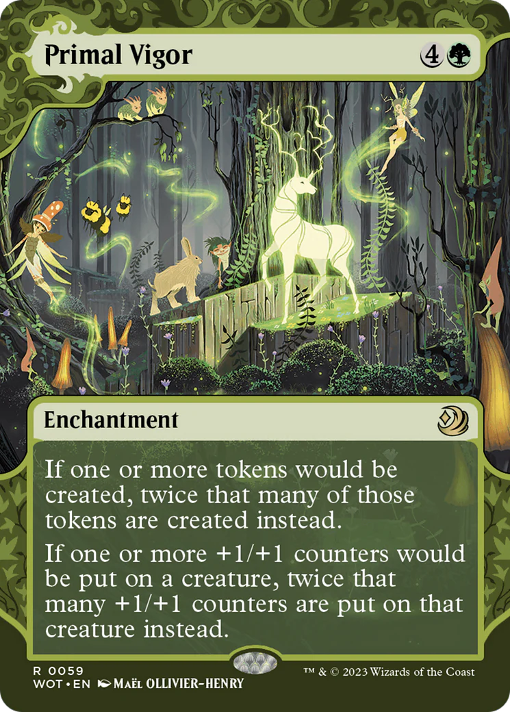 Primal Vigor (WOT-059)  Foil - Wilds of Eldraine: Enchanting Tales: (Showcase) (Borderless)