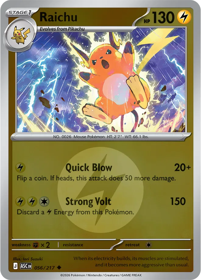 Raichu (Energy Symbol Pattern) 056  - Reverse Holofoil ME Ascended Heroes - Uncommon