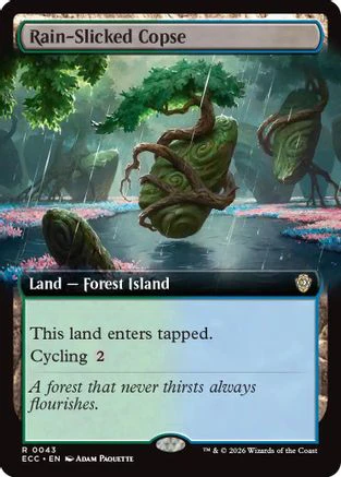 Rain-Slicked Copse (Extended Art) (ECC-043)  - Commander: Lorwyn Eclipsed