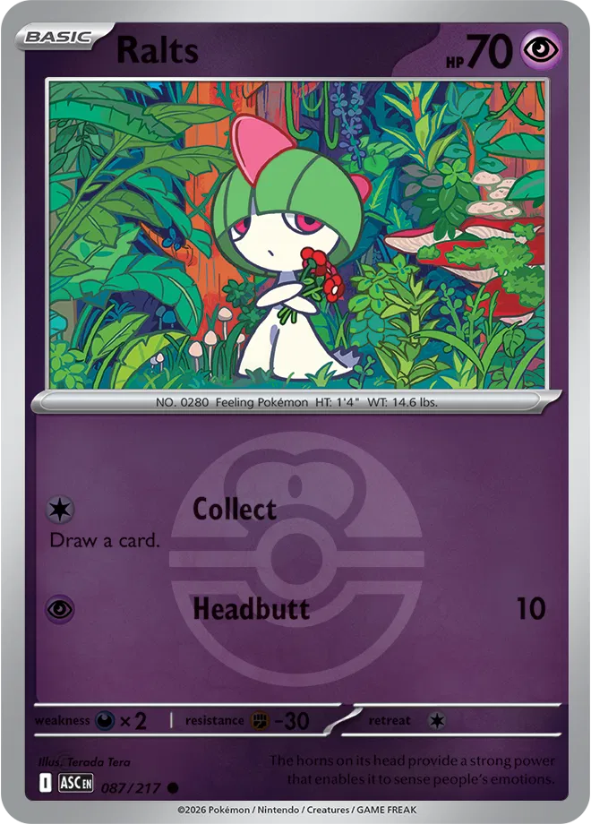 Ralts (Love Ball) 087  - Reverse Holofoil ME Ascended Heroes - Common
