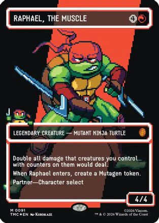 Raphael, the Muscle (0091) (Borderless) (Surge Foil) (TMC-091)  Foil - Commander: Teenage Mutant Ninja Turtles