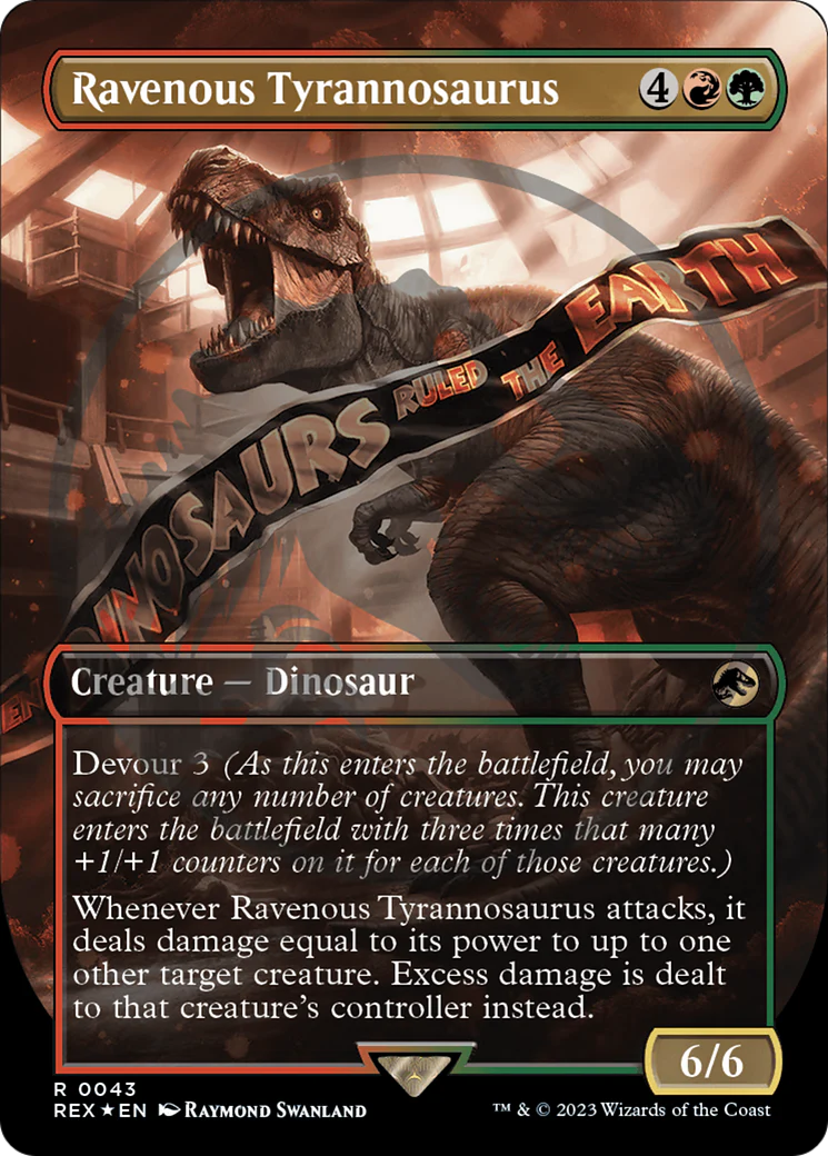 Ravenous Tyrannosaurus (Borderless) (Emblem) (REX-043)  Foil - Jurassic World Collection