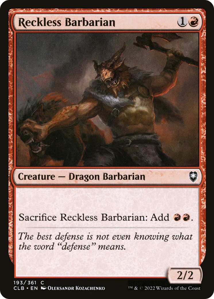 Reckless Barbarian (CLB-193)  - Commander Legends: Battle for Baldur's Gate
