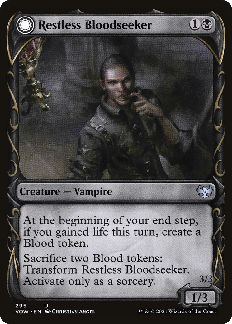 Restless Bloodseeker (Showcase) (VOW-295)  Foil - Innistrad: Crimson Vow: (Showcase, Double Faced Transform) - Image 3