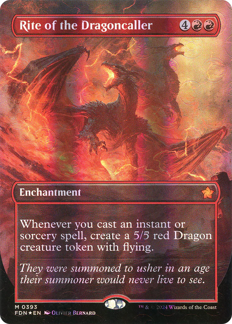 Rite of the Dragoncaller (Borderless) (Mana Foil) (FDN-393)  Foil - Foundations: (enchantment)