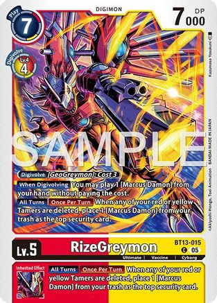 RizeGreymon - BT13-015 (Foil Reprint) (BT13-015) - Advanced Booster Digimon Generation Foil