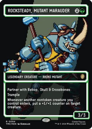 Rocksteady, Mutant Marauder (Borderless) (Surge Foil) (TMC-094) Foil - Commander: Teenage Mutant Ninja Turtles