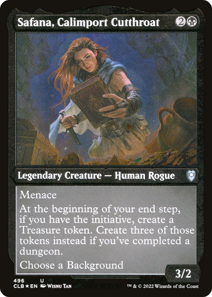 Safana, Calimport Cutthroat (CLB-496)  Etched Foil - Commander Legends: Battle for Baldur's Gate