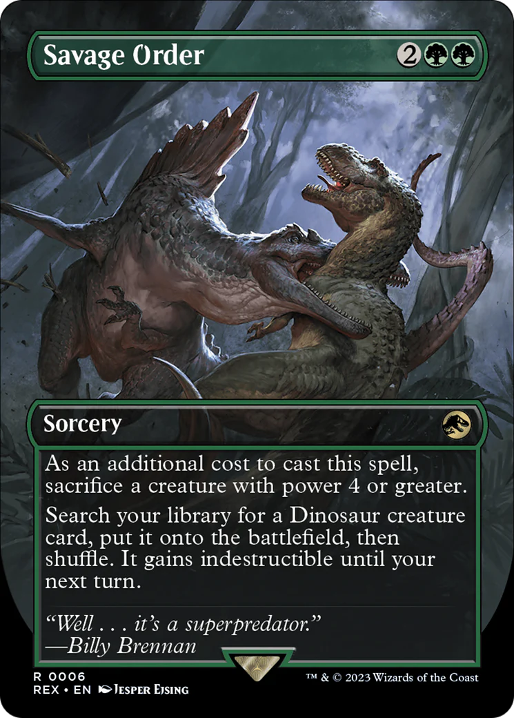 Savage Order (Borderless) (REX-006) Foil - Jurassic World Collection