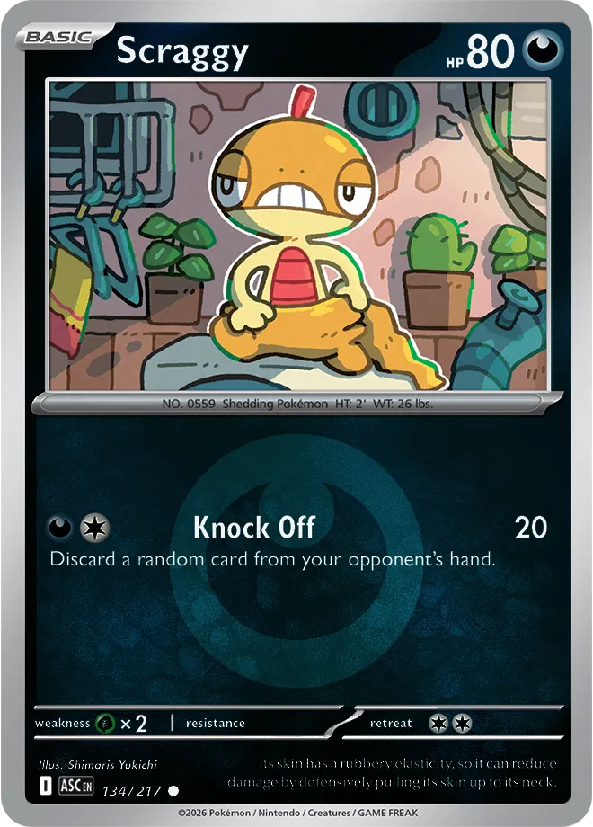 Scraggy (Energy Symbol Pattern) 134  - Reverse Holofoil ME Ascended Heroes - Common