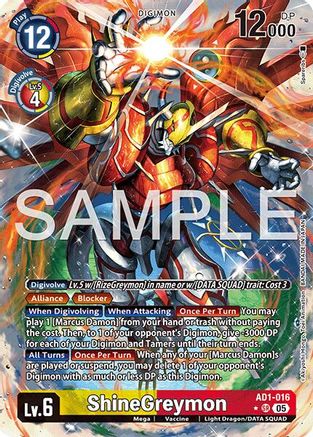 ShineGreymon (Alternate Art) (AD1-016) - Advanced Booster Digimon Generation Foil