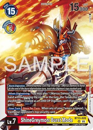 ShineGreymon: Burst Mode (BT13-020) - Advanced Booster Digimon Generation Foil
