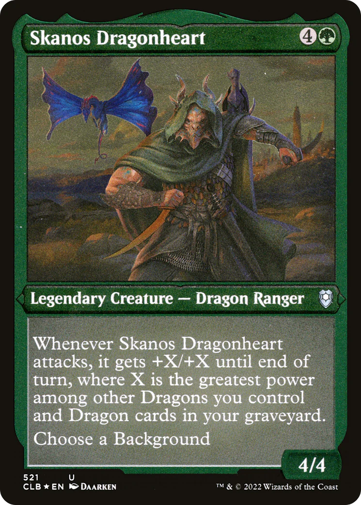 Skanos Dragonheart (CLB-521)  Etched Foil - Commander Legends: Battle for Baldur's Gate