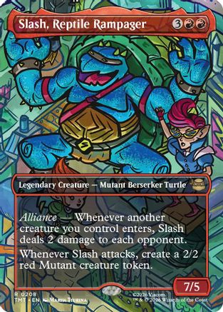 Slash, Reptile Rampager (Borderless) (TMT-208)  Foil - Teenage Mutant Ninja Turtles